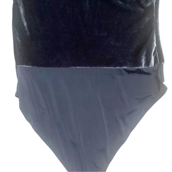 ZARA Dark Blue Gray Velvet Bodysuit Long Sleeves Size Small Party Elegant - Picture 8 of 12